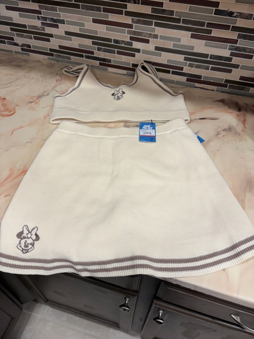 Disney skirt and top set. NWT. Cream colored